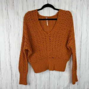 Free People Rust Orange Open Knit Sweater Small