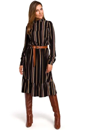 Frilled A-Line Waist-Cut Dress