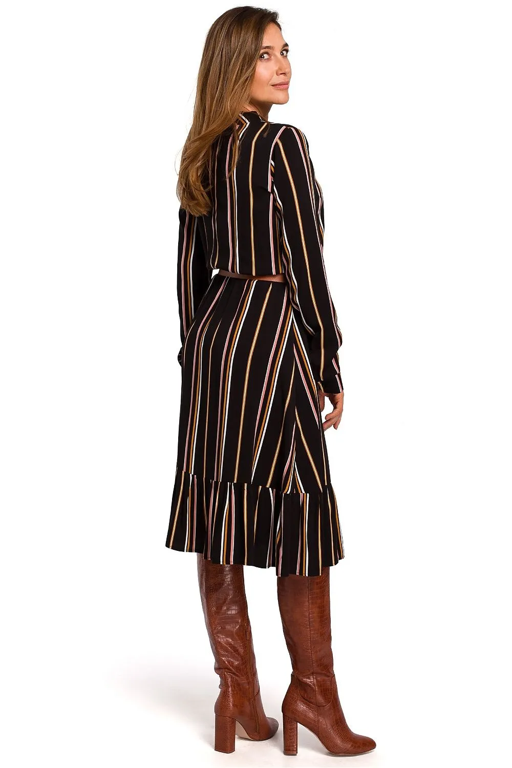 Frilled A-Line Waist-Cut Dress