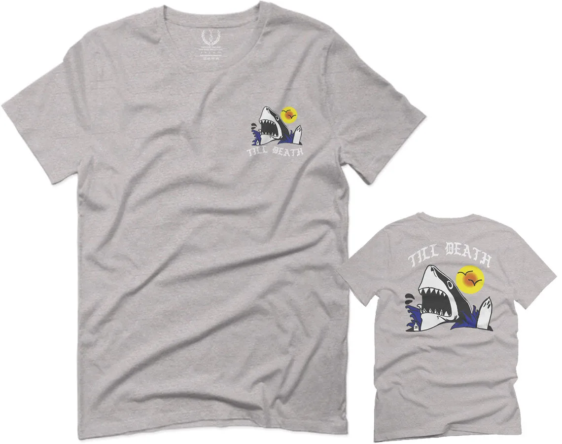 Front and Back Shark Summer Vibe Cool Graphic Surf Till Death Obei Society For men T Shirt