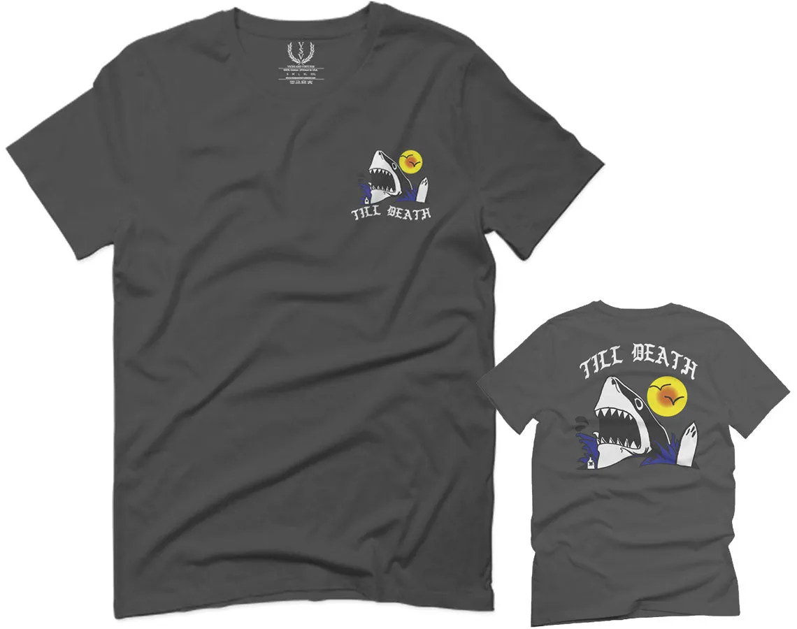Front and Back Shark Summer Vibe Cool Graphic Surf Till Death Obei Society For men T Shirt