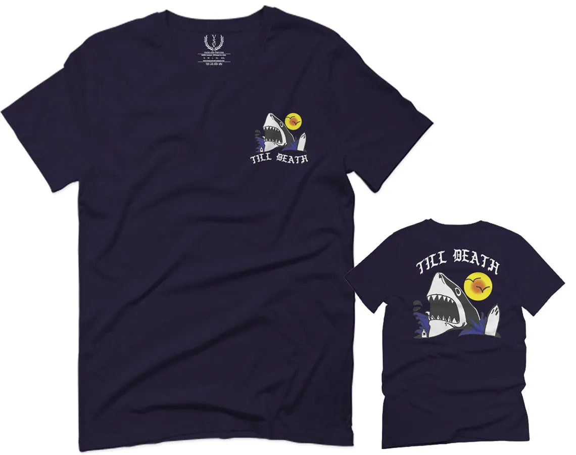 Front and Back Shark Summer Vibe Cool Graphic Surf Till Death Obei Society For men T Shirt