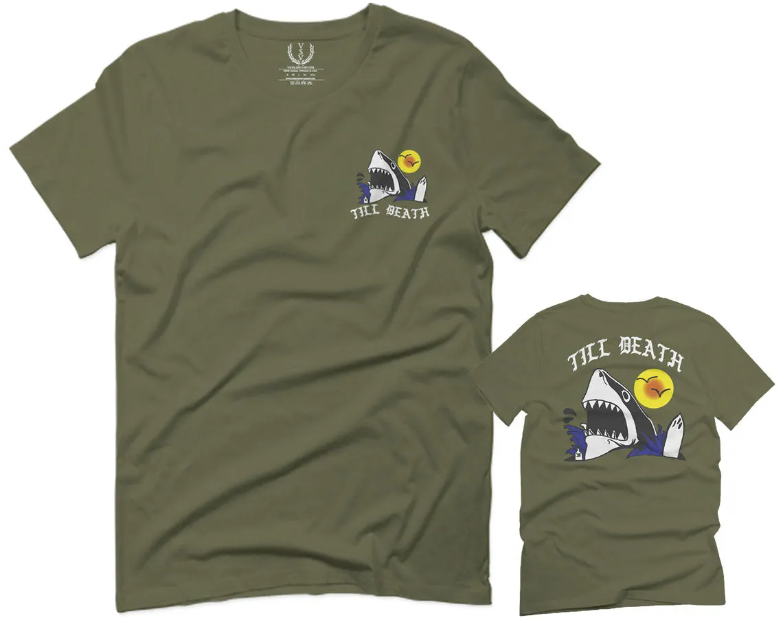Front and Back Shark Summer Vibe Cool Graphic Surf Till Death Obei Society For men T Shirt