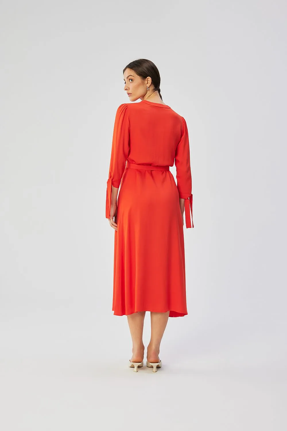 Front Button Draped A-Line Dress