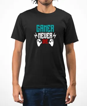 Gamer never die funny geek t-shirt video game tee