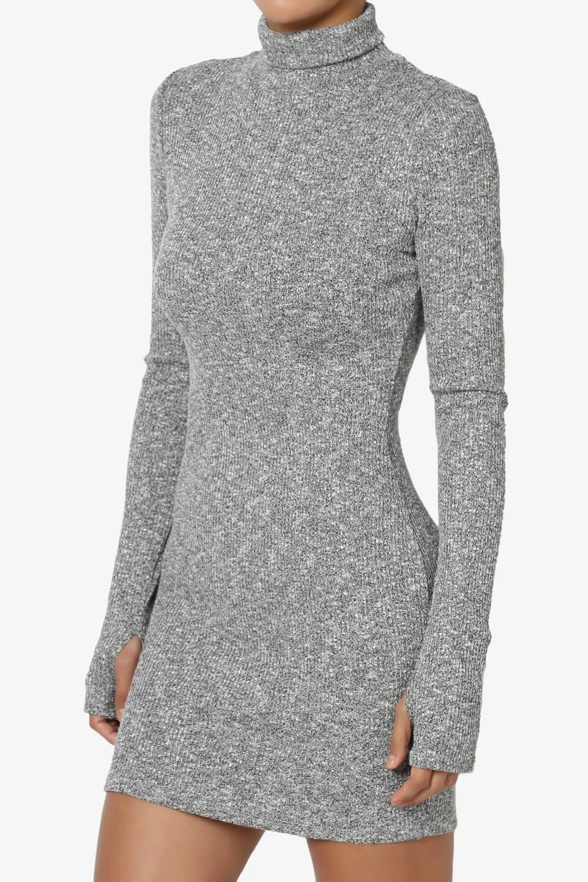 Garson Mock Neck Hacci Knit Mini Dress