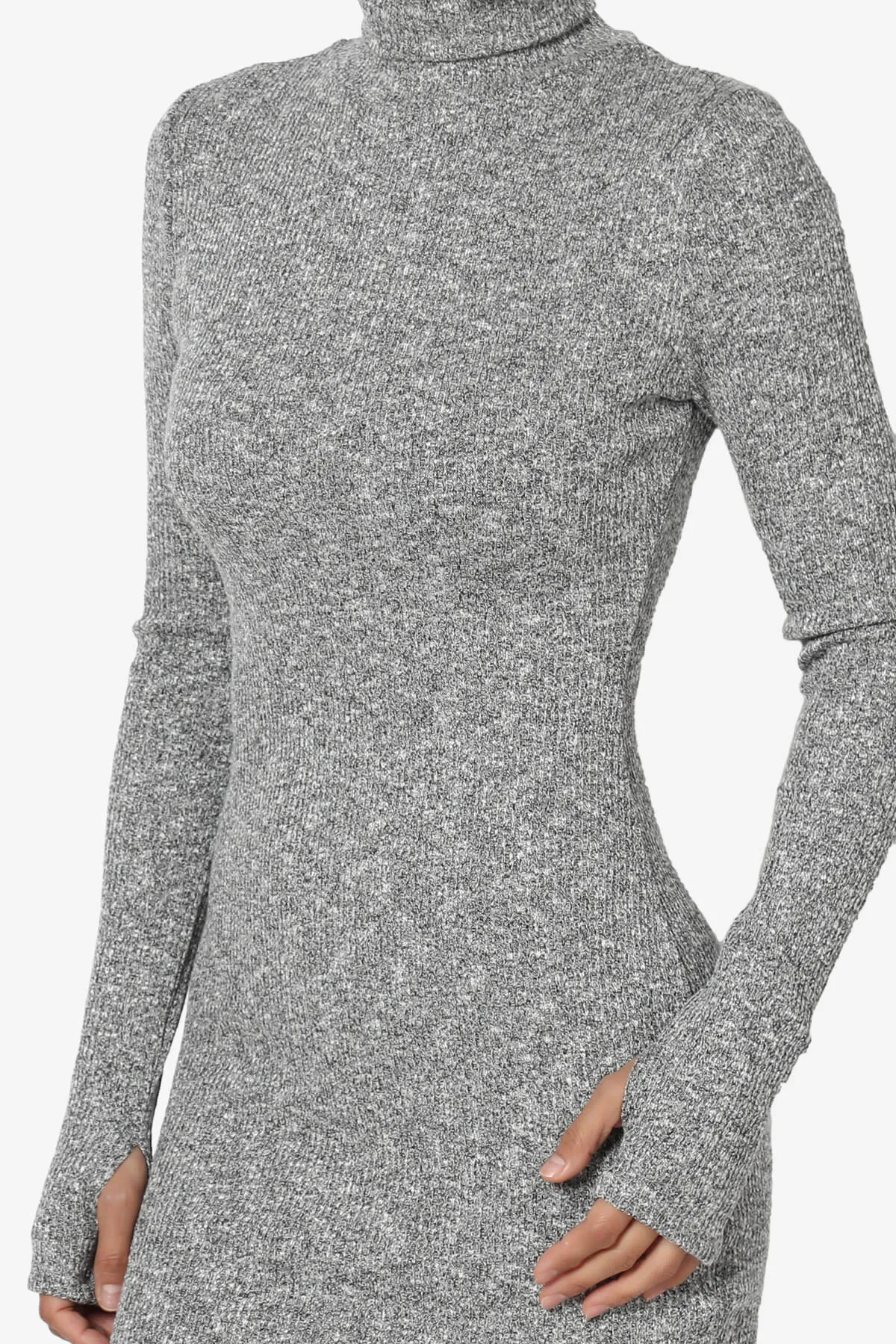 Garson Mock Neck Hacci Knit Mini Dress