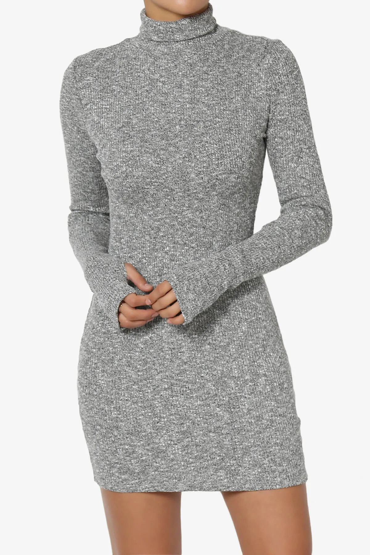 Garson Mock Neck Hacci Knit Mini Dress