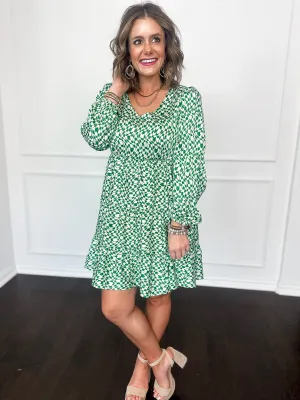 Geo Effect Long Sleeve Dress