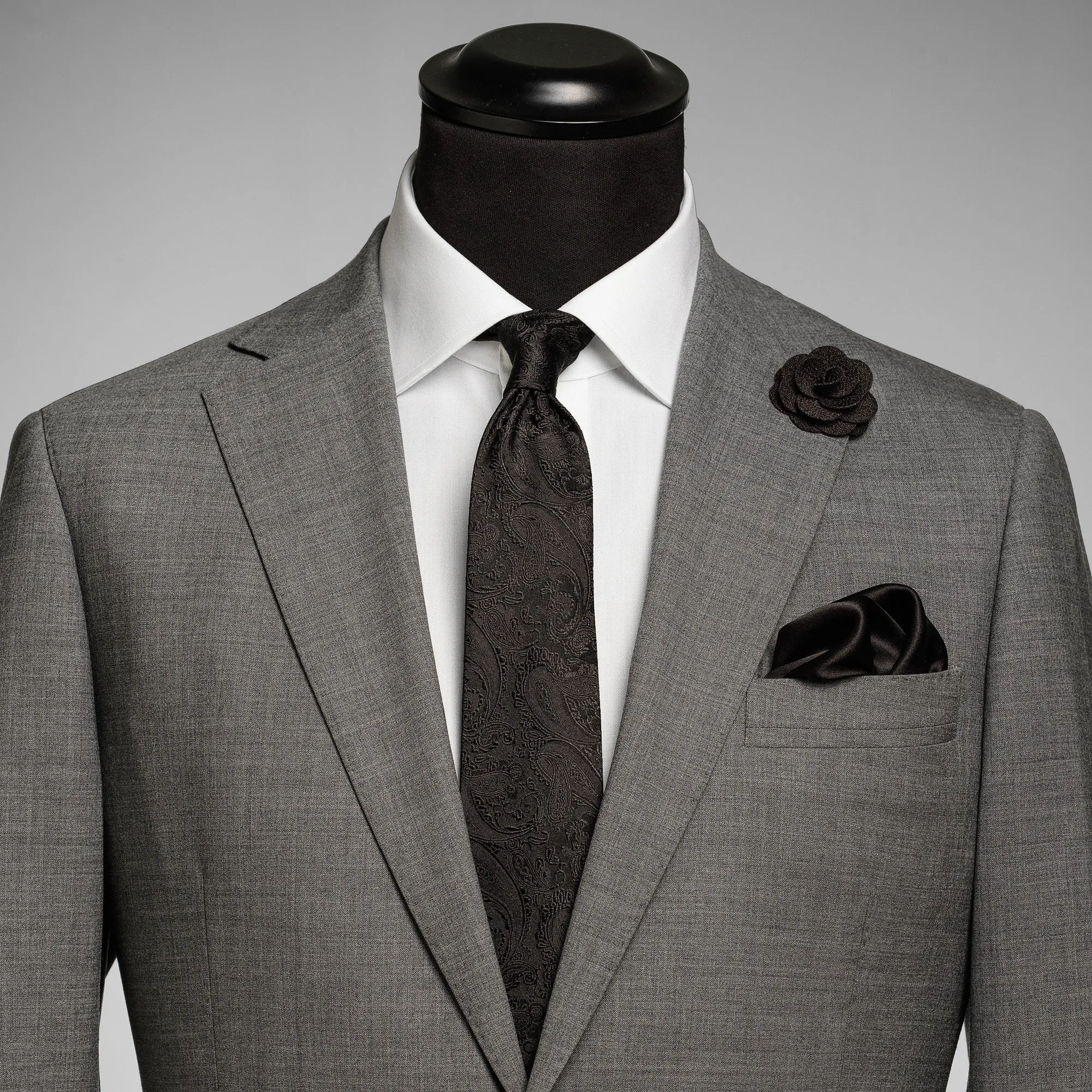 Giftbox Solid Paisley Tie Black