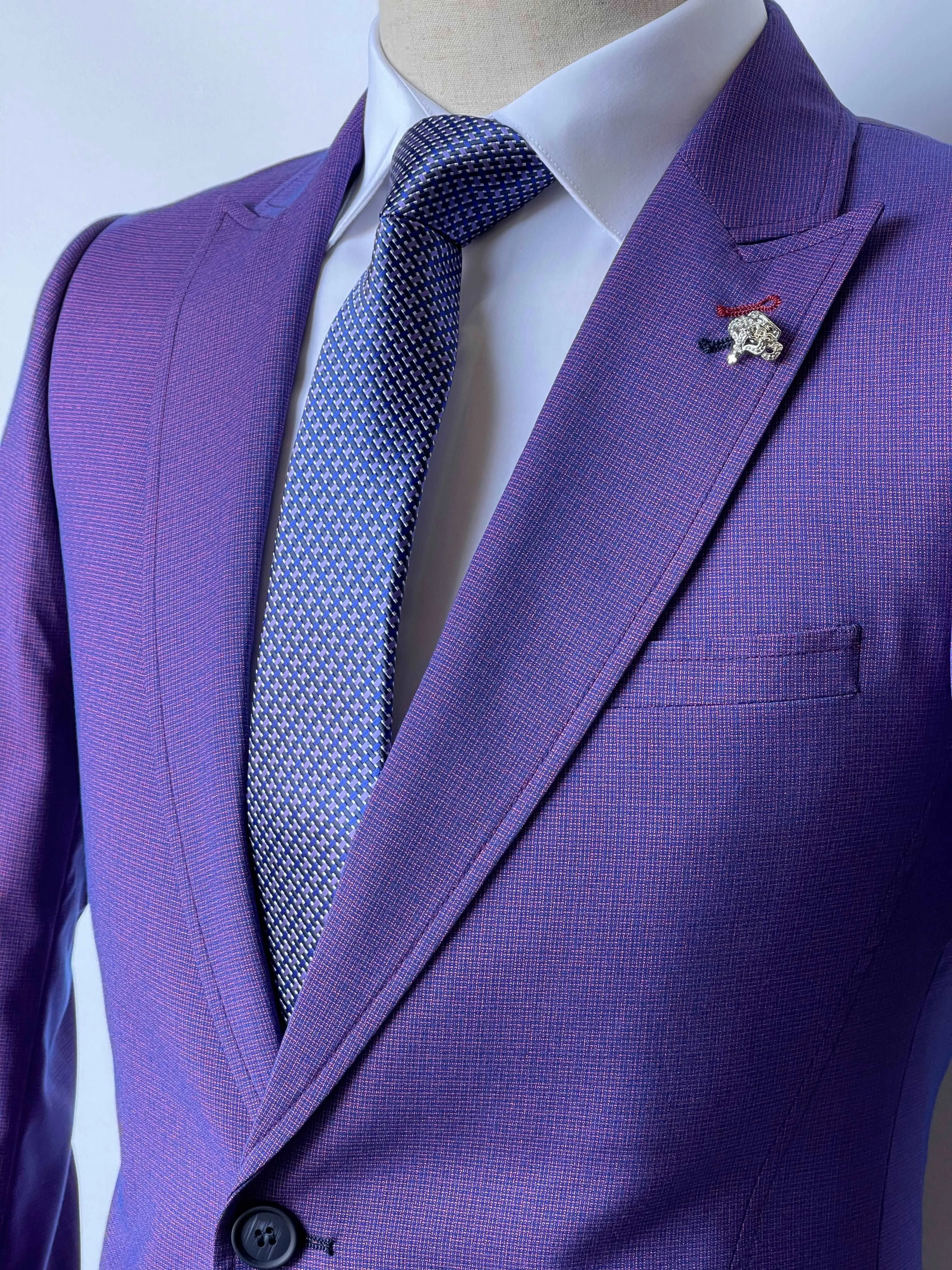 Giovanni Testi 1 Button Peak Lapel Violet slim fit suit stretch GTRVL1P-6625 VIOLET (R24-B)
