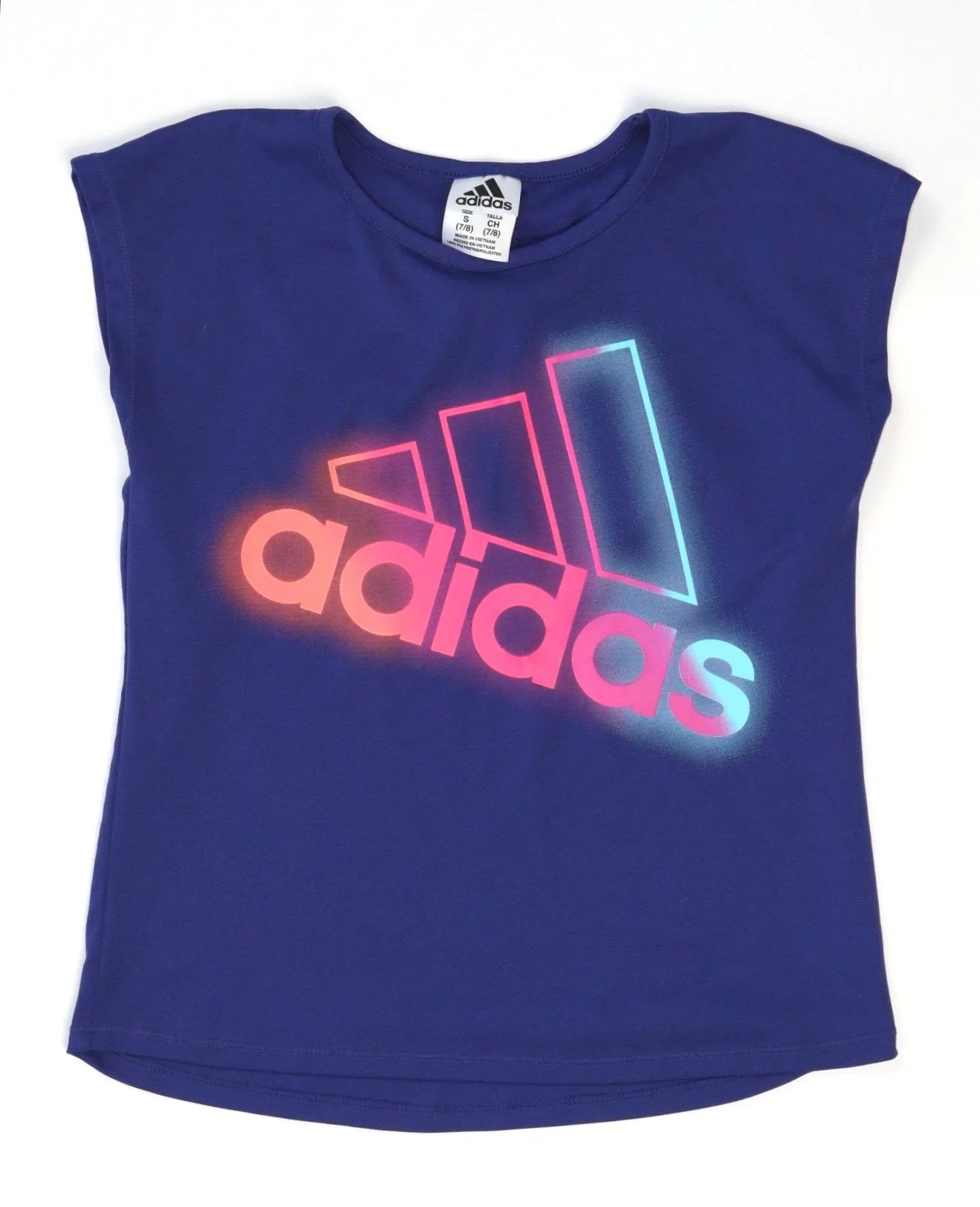 GIRL SIZE SMALL (7/8 YEARS) ADIDAS, Short sleeve Athletic Top EUC B35