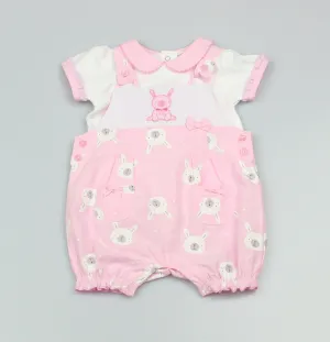 Girls Bunny Dungaree & Top Outfit (0-9 Months)-GF1080
