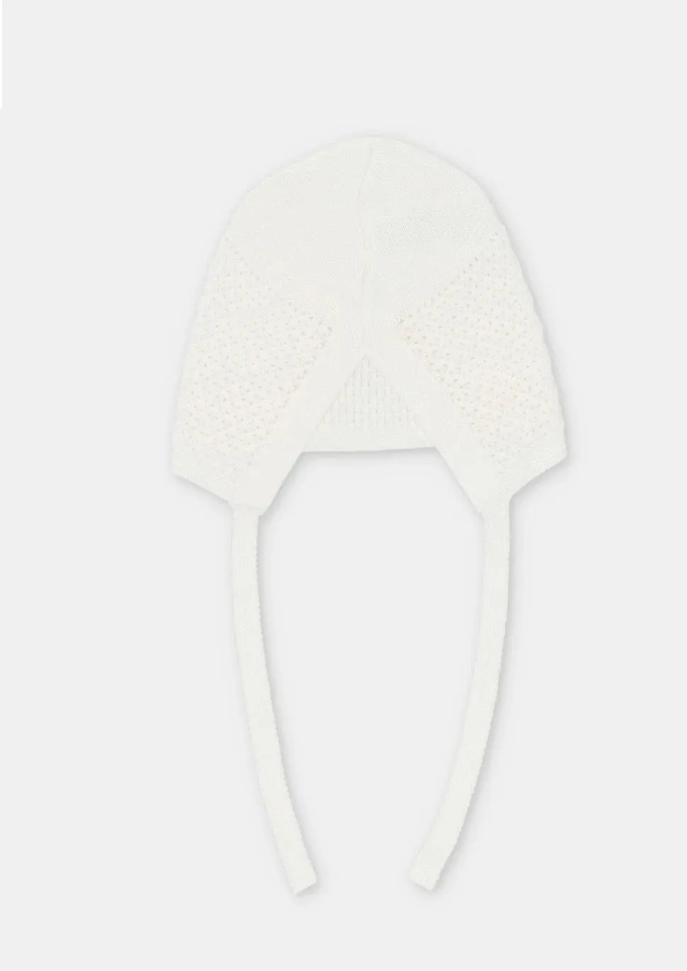 Girls Ivory Knit Bonnet With Ties