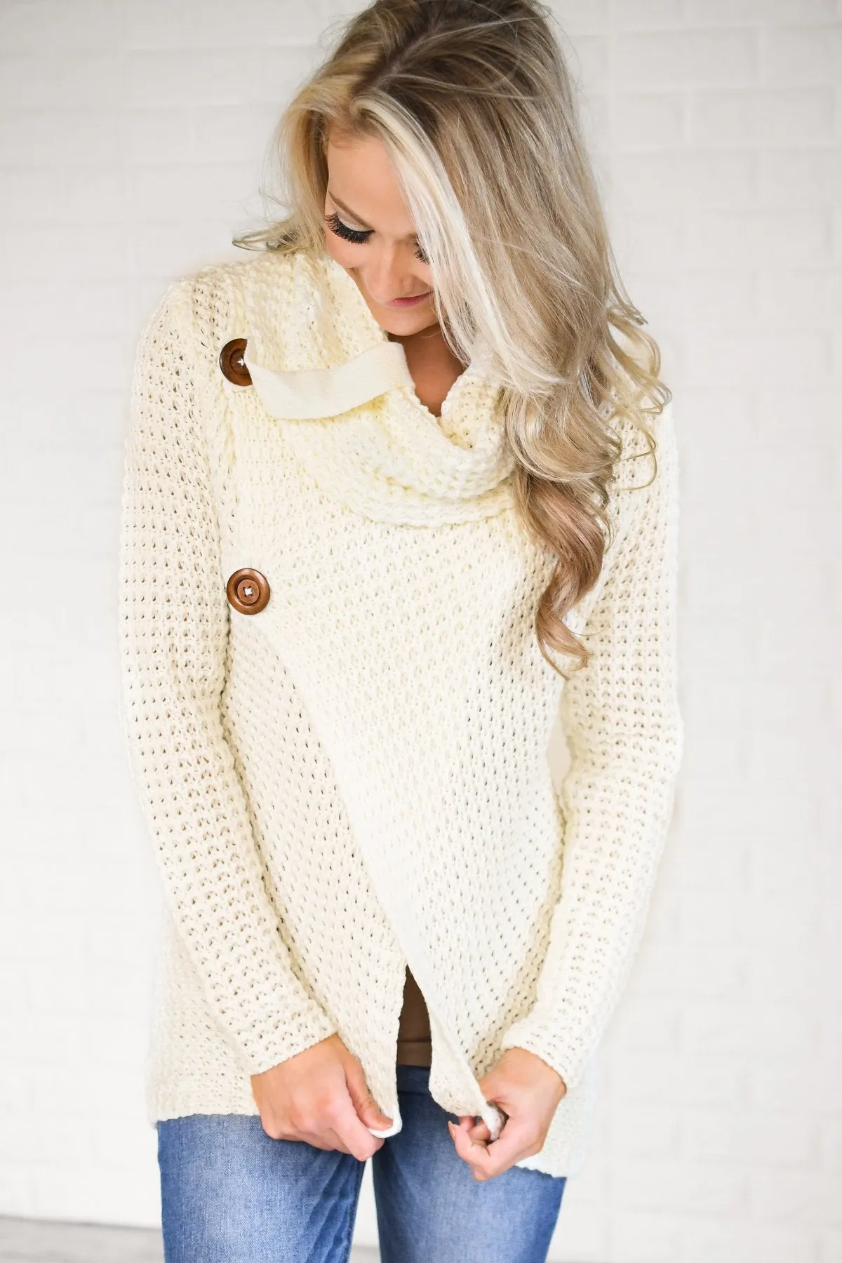 Give Me a Reason Button Sweater - Ivory