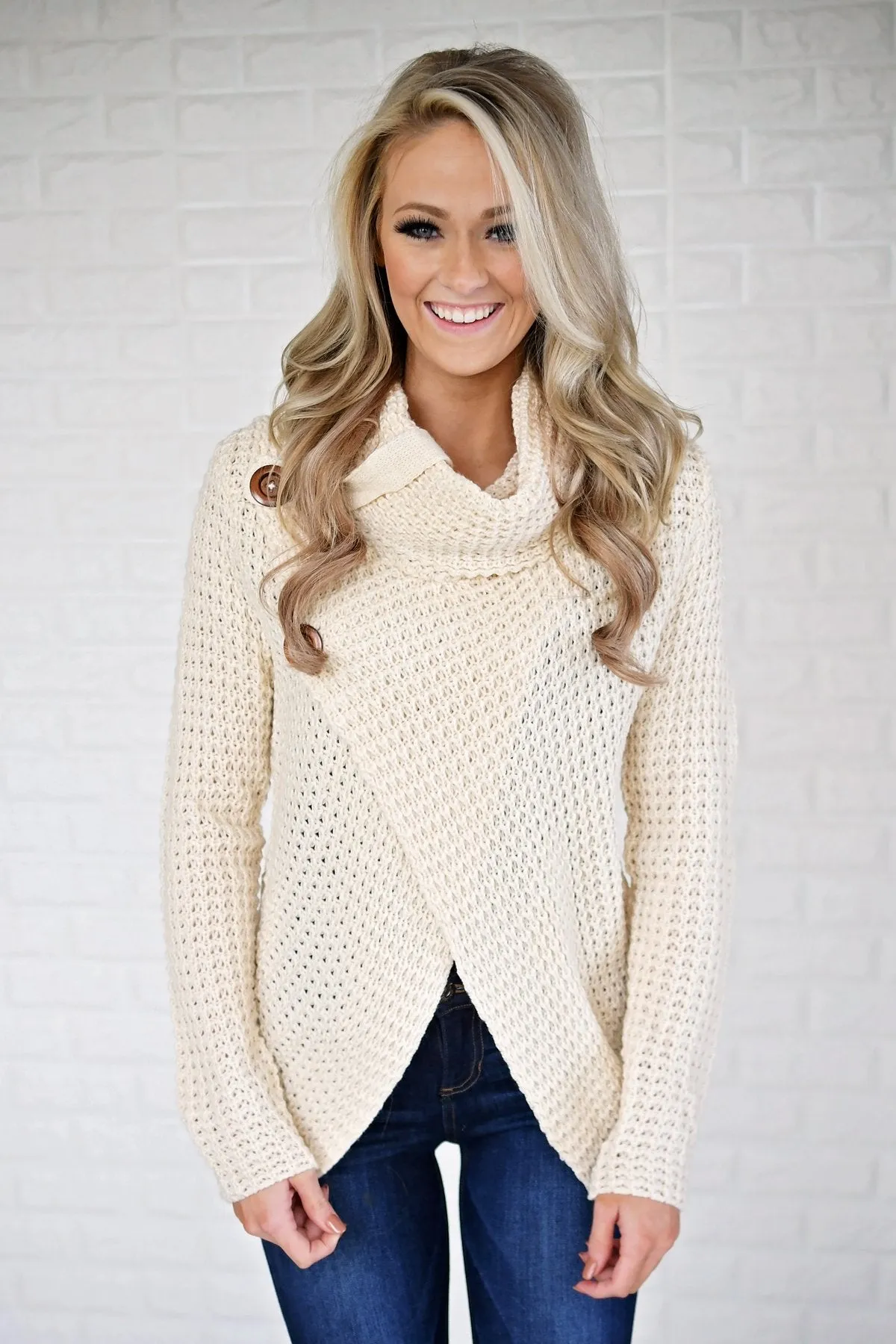 Give Me a Reason Cream Button Sweater