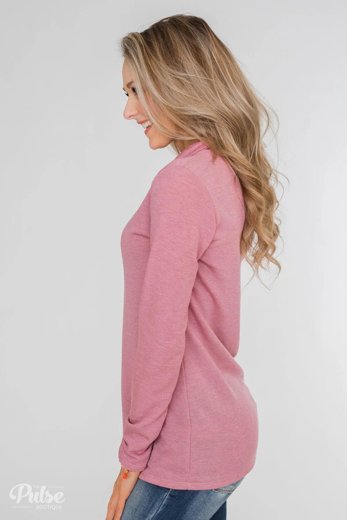 Give Me Time Zipper Pullover Top- Orchid