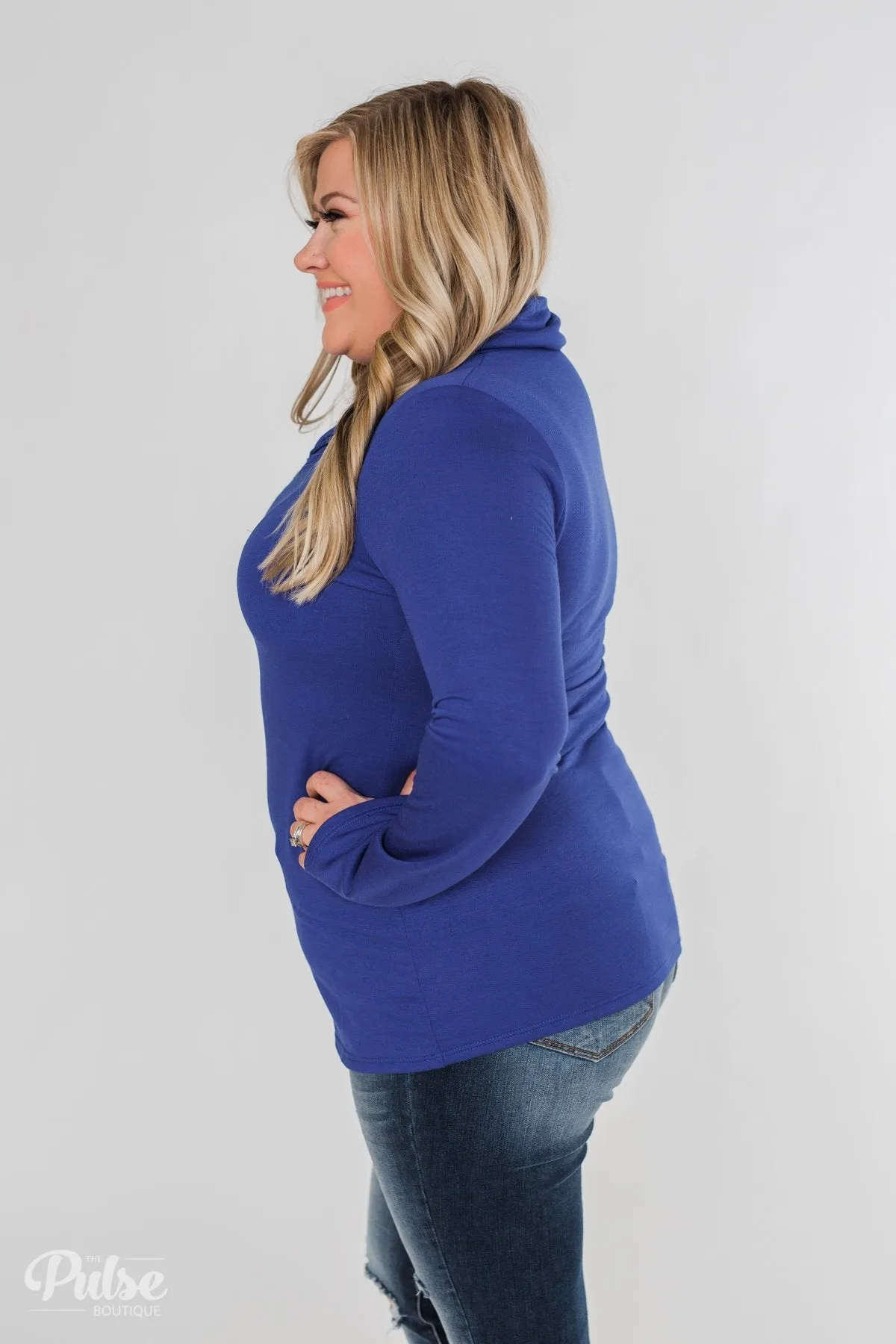 Give Me Time Zipper Pullover Top- Royal Blue