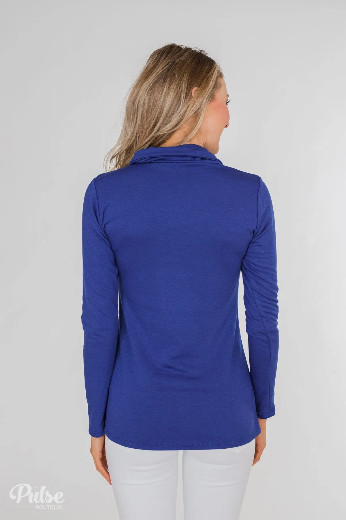Give Me Time Zipper Pullover Top- Royal Blue
