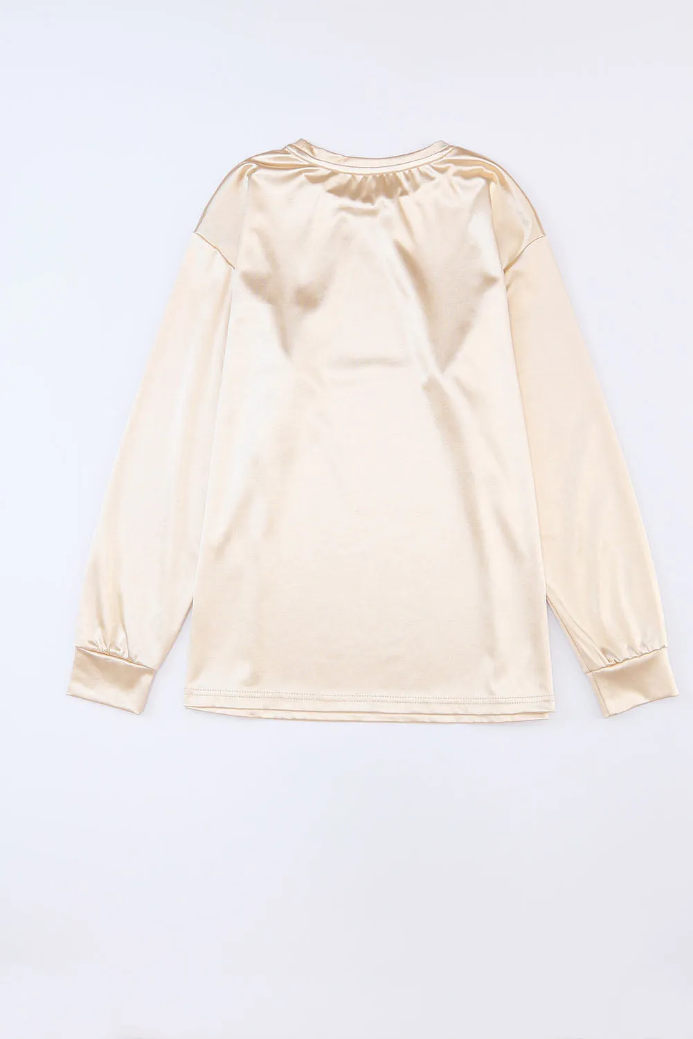 Glitter Chest Pocket Long Sleeve Top