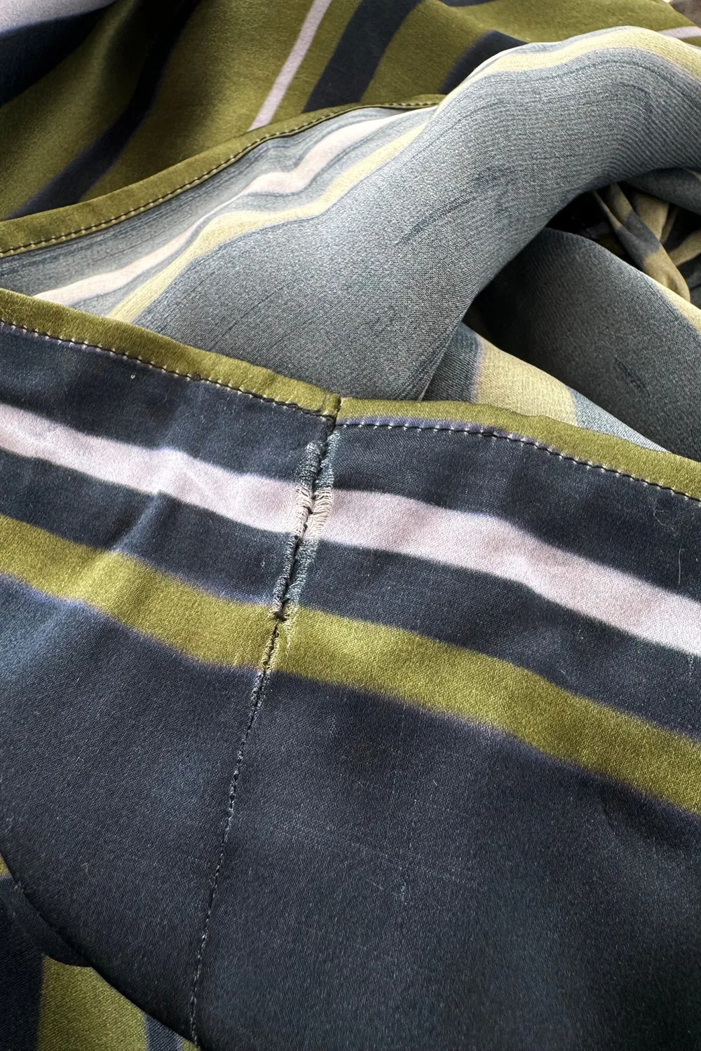 Gorgeous 2014 Lanvin by Alber Elbaz Deep Green & Navy Silk Striped Sarong Dress w Tie Halter