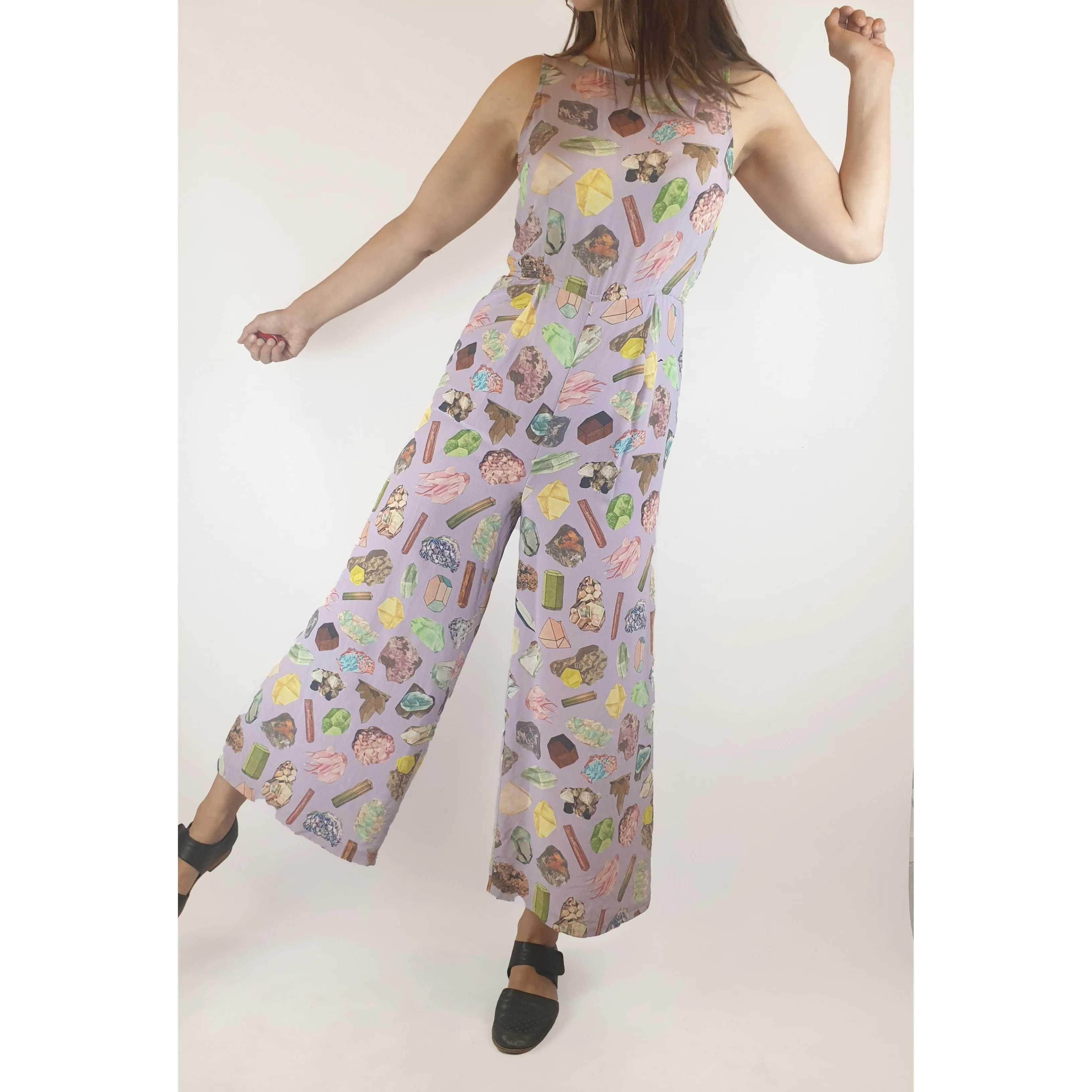 Gorman pre-loved rock formation purple silk jumpsuit size 6 (fits size 6-8)
