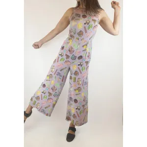 Gorman pre-loved rock formation purple silk jumpsuit size 6 (fits size 6-8)