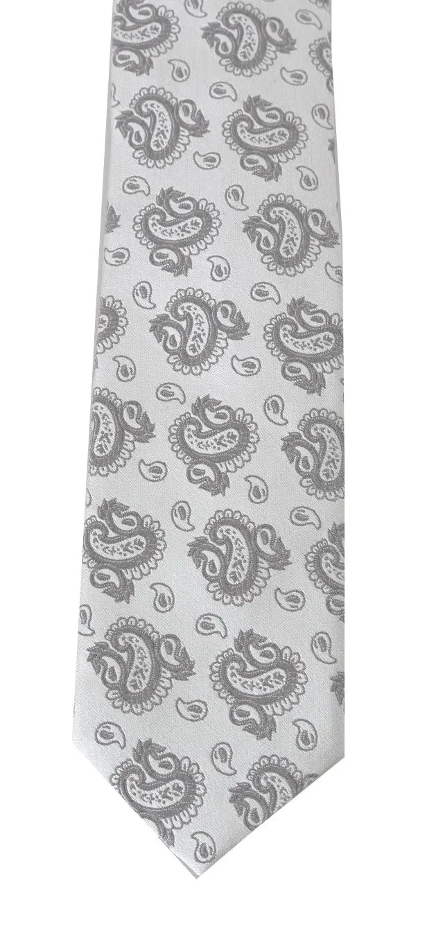 Gray Silk Paisley Print Classic Tie