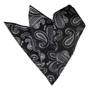Gray Silver And Black Pocket Square for Men - Premium Silk Handkerchiefs for Suits