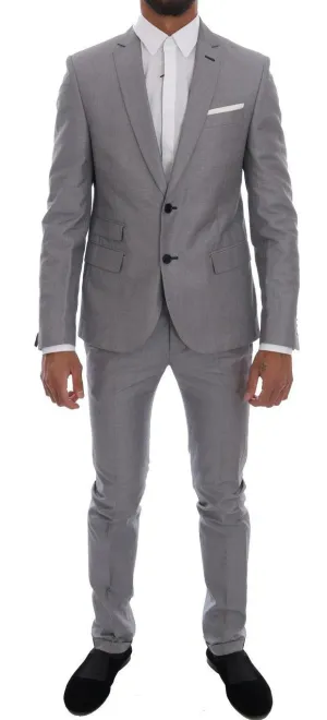 Gray Two Button Slim Fit Suit