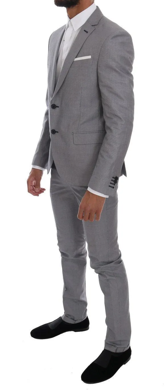 Gray Two Button Slim Fit Suit