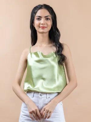 Green Cowl Neck Cami Top For Women
