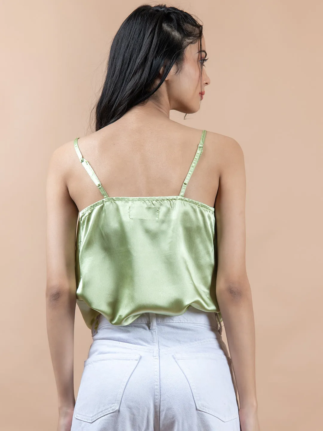 Green Cowl Neck Cami Top For Women