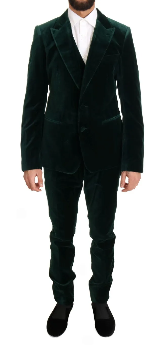 Green Velvet Slim Fit Two Button Suit
