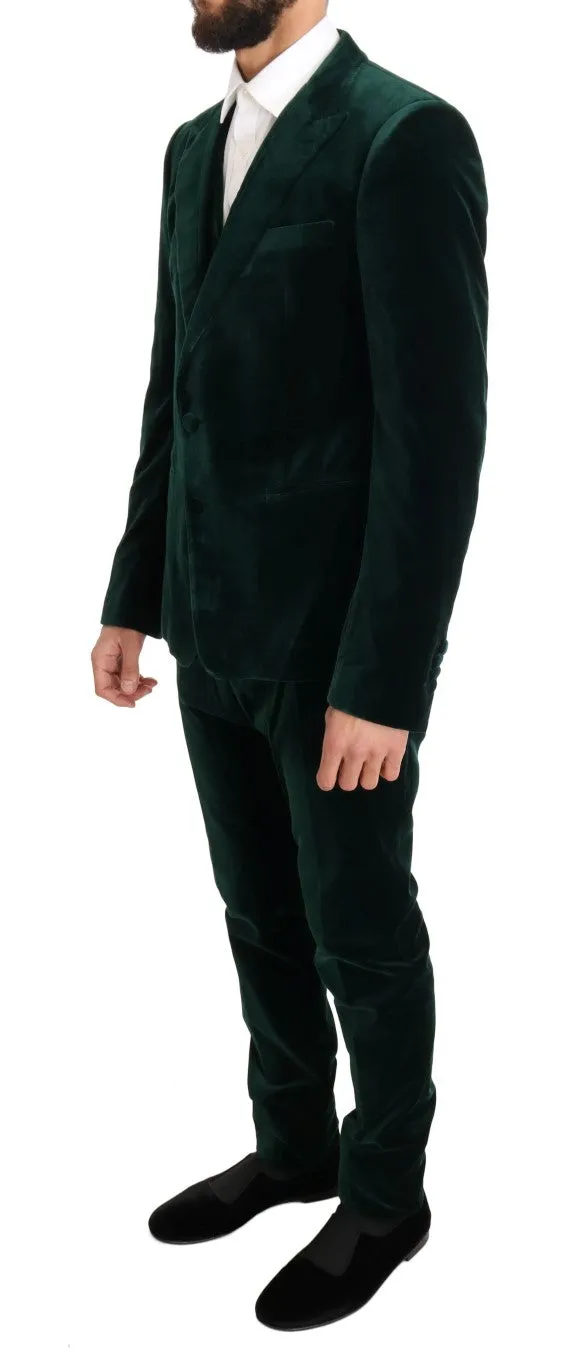 Green Velvet Slim Fit Two Button Suit