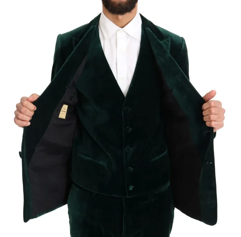 Green Velvet Slim Fit Two Button Suit