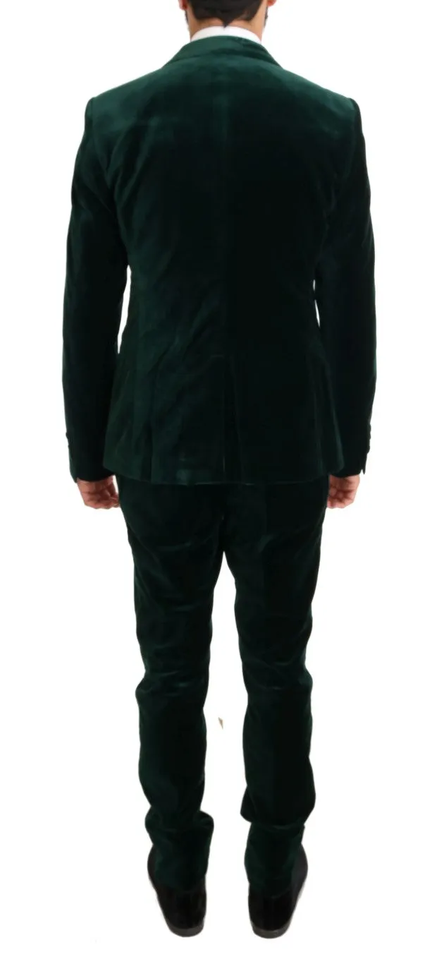 Green Velvet Slim Fit Two Button Suit
