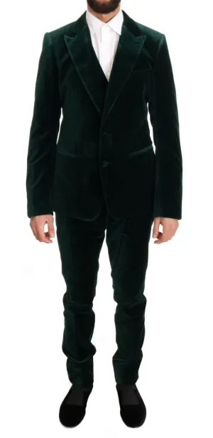 Green Velvet Slim Fit Two Button Suit