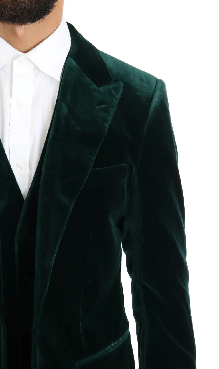 Green Velvet Slim Fit Two Button Suit
