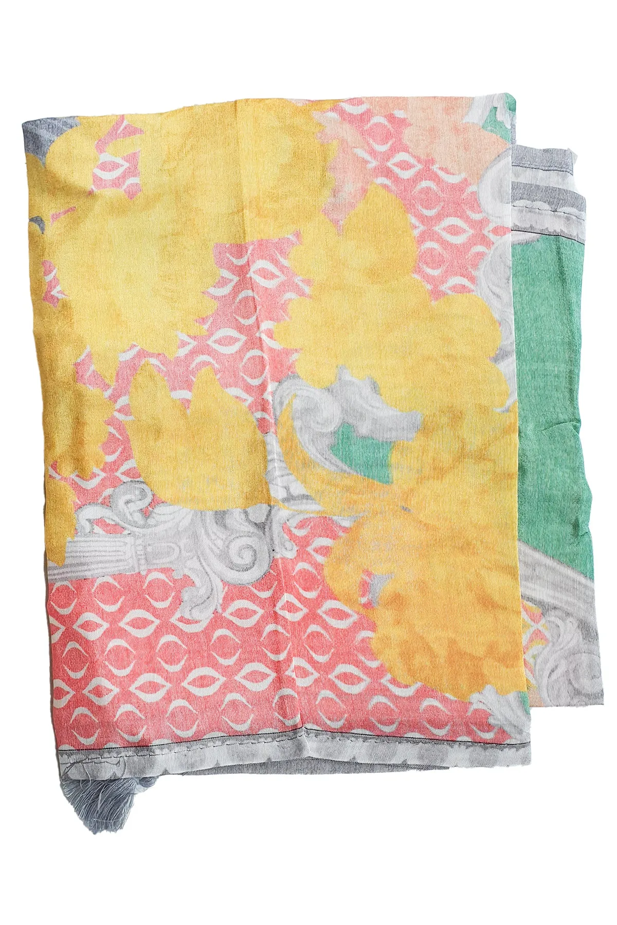 Grey Cotton Floral Printed Unstitched Suit