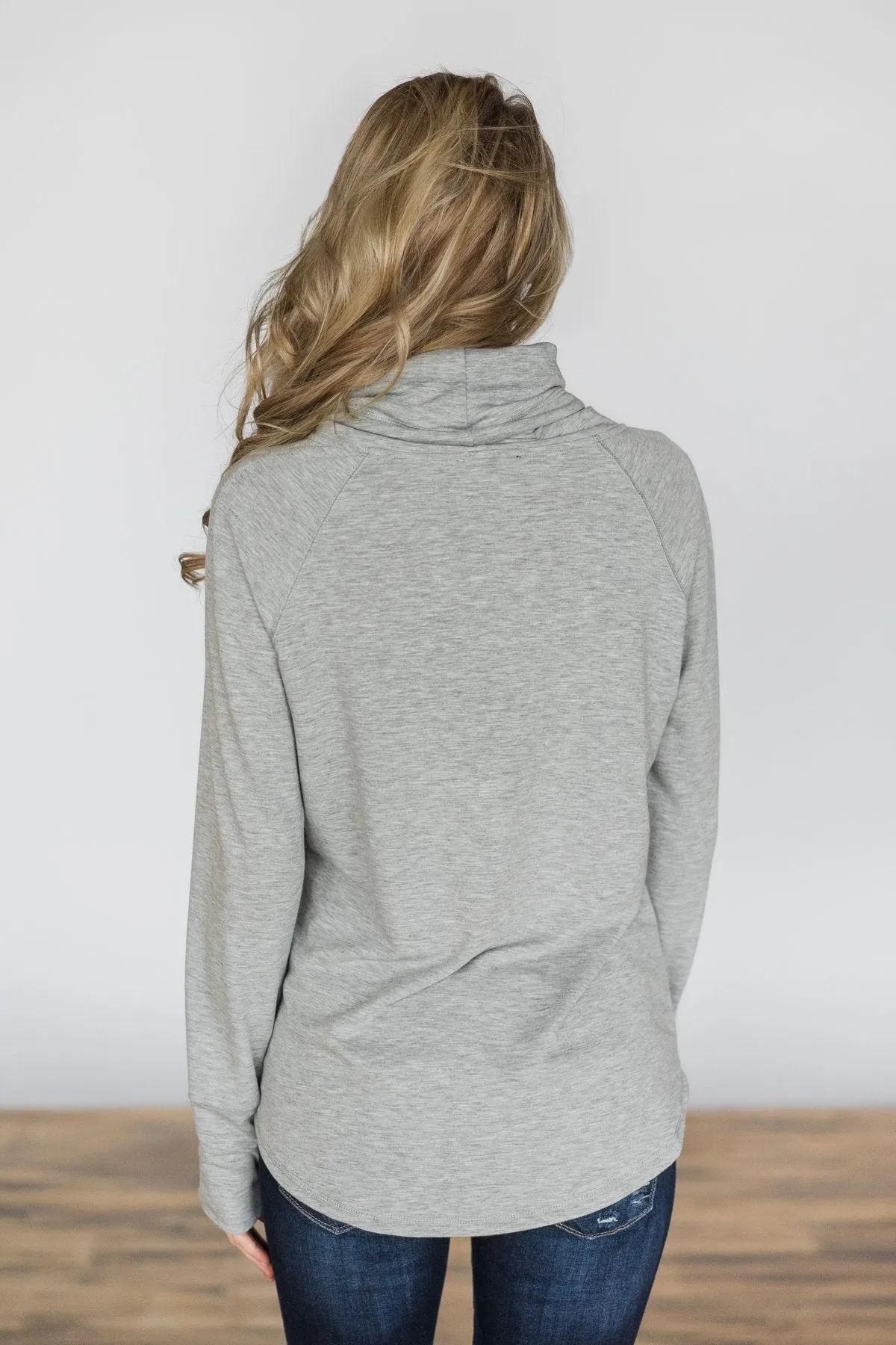 Grey Cowl Neck Top
