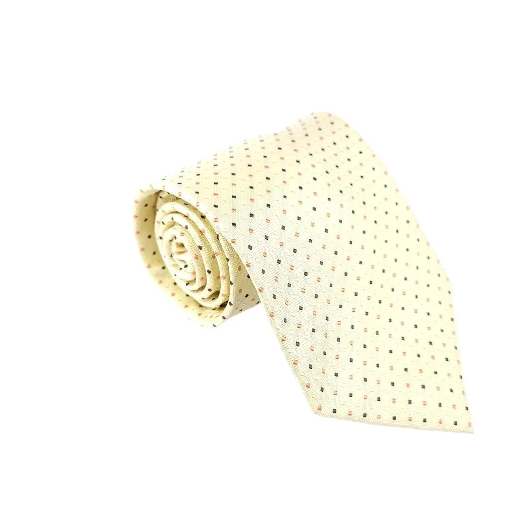 GUERRA MODA 100% SILK TIE CREAM DOTS