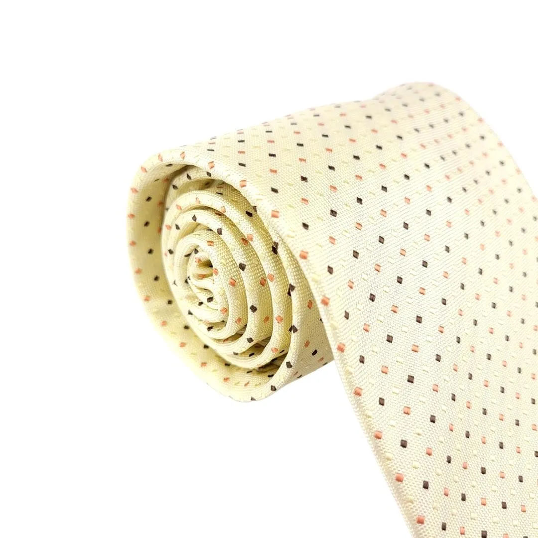 GUERRA MODA 100% SILK TIE CREAM DOTS