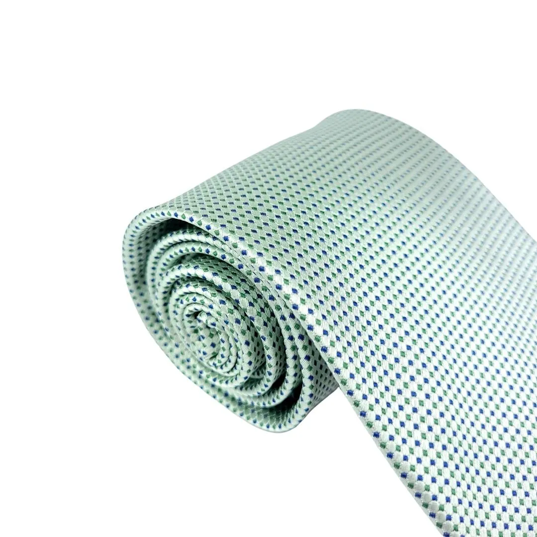 GUERRA MODA 100% SILK TIE GREEN DOTS