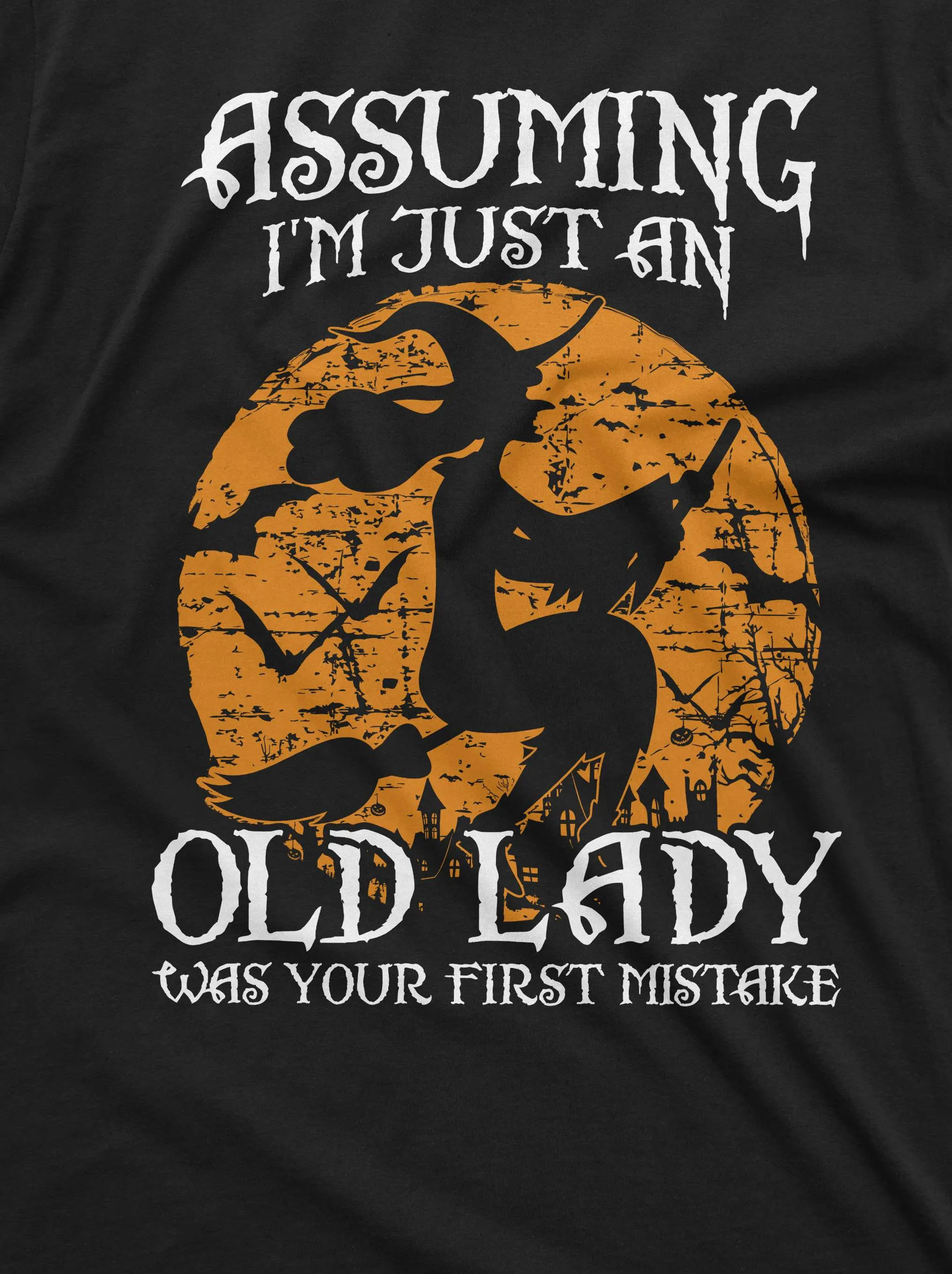 Halloween Funny old lady witch T-shirt witch on the stick funny grandma mom wife tee shirt