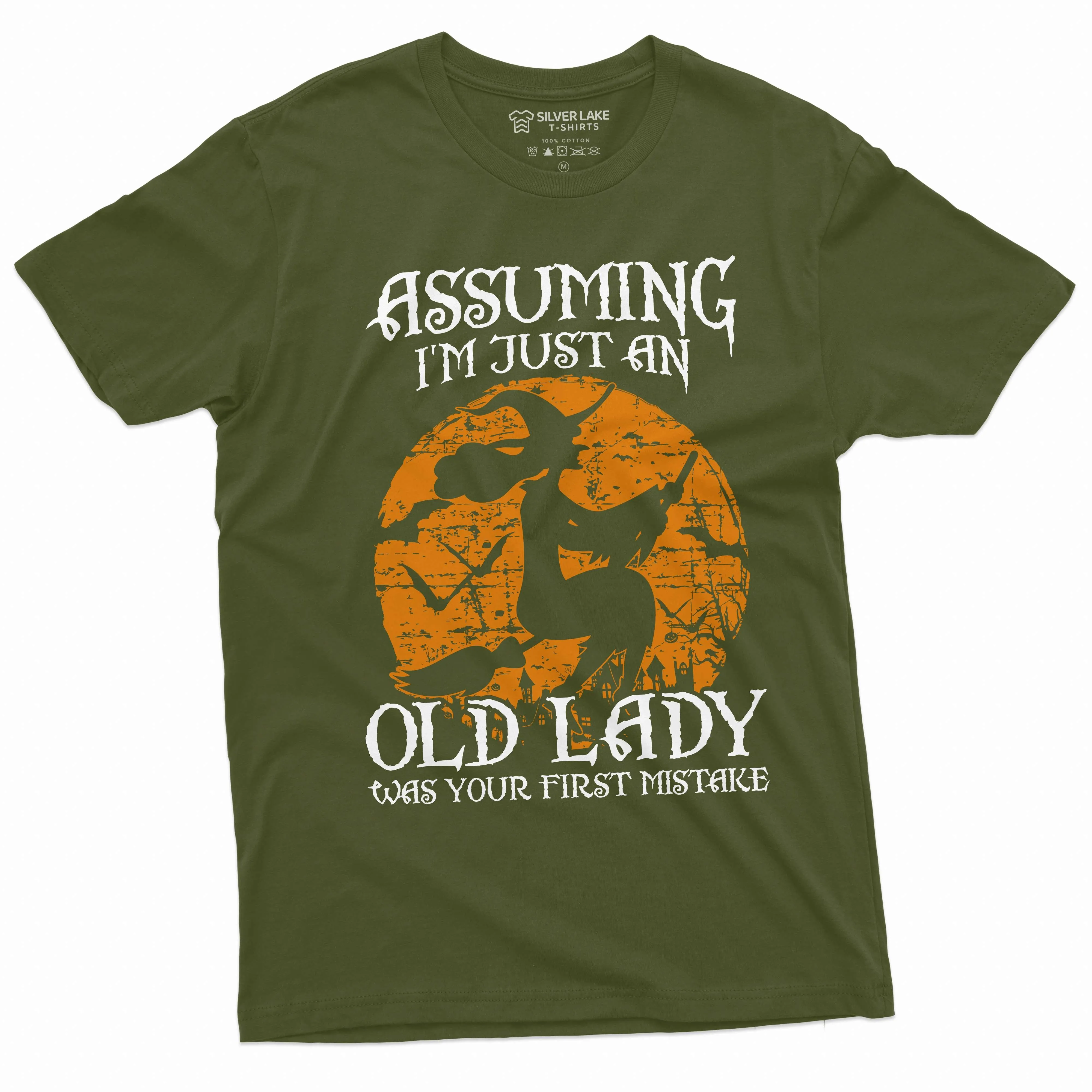 Halloween Funny old lady witch T-shirt witch on the stick funny grandma mom wife tee shirt