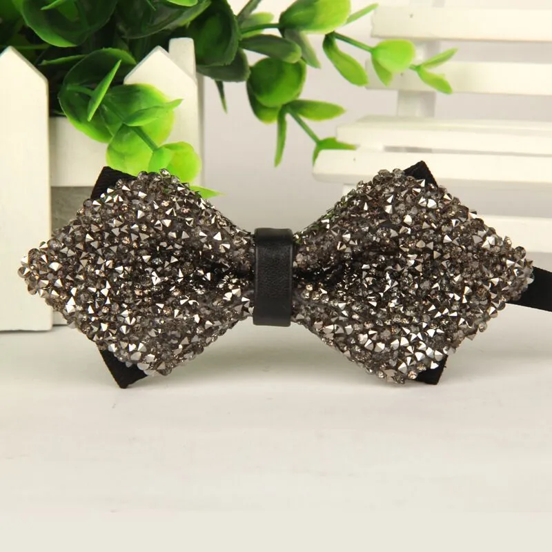 Hand made mens bowtie Silver crystal and gem bow tie 2016 new arrival gentlemen fashion casual gravata borboleta masculina lot