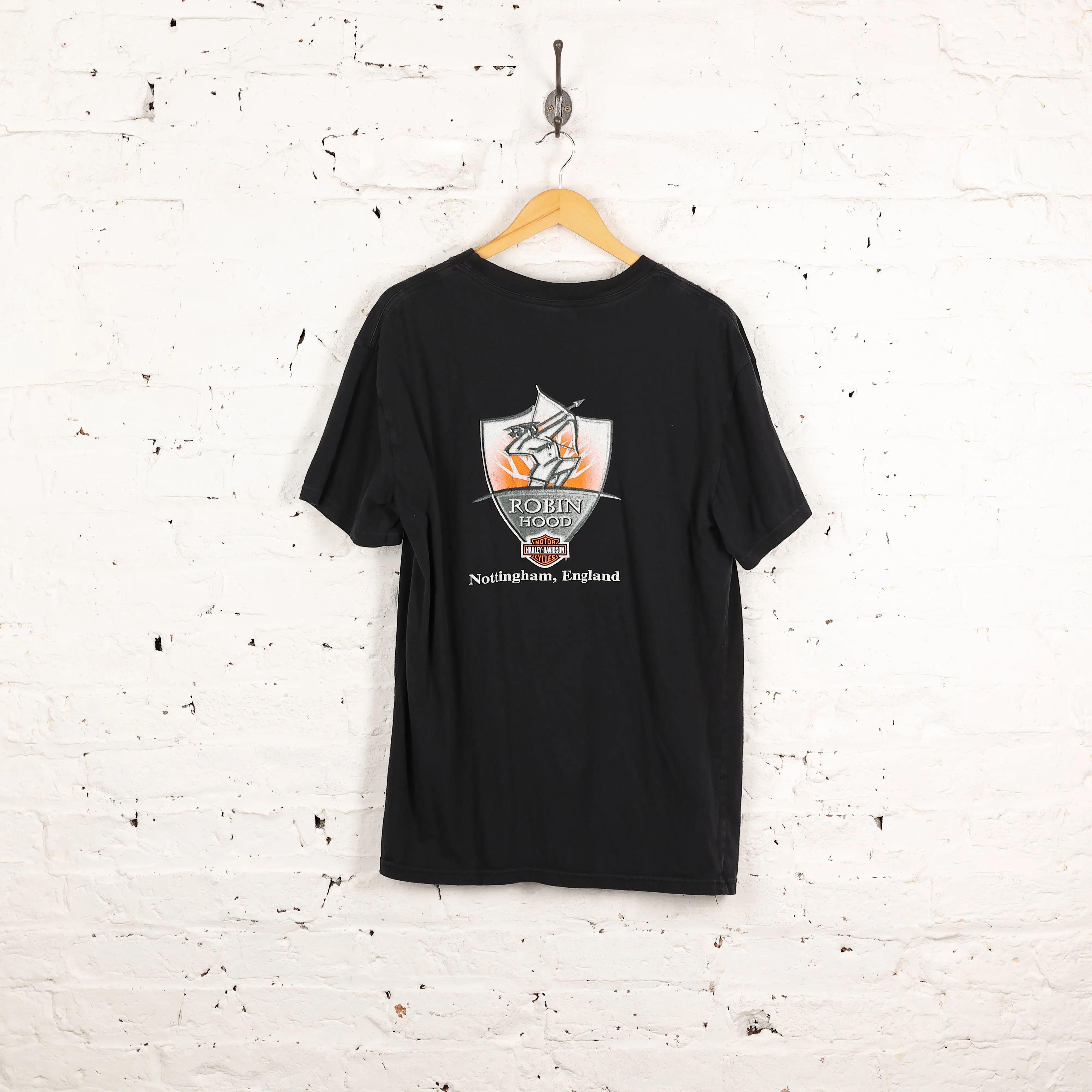 Harley Davidson Nottingham Robin Hood Dealership T Shirt - Black - L
