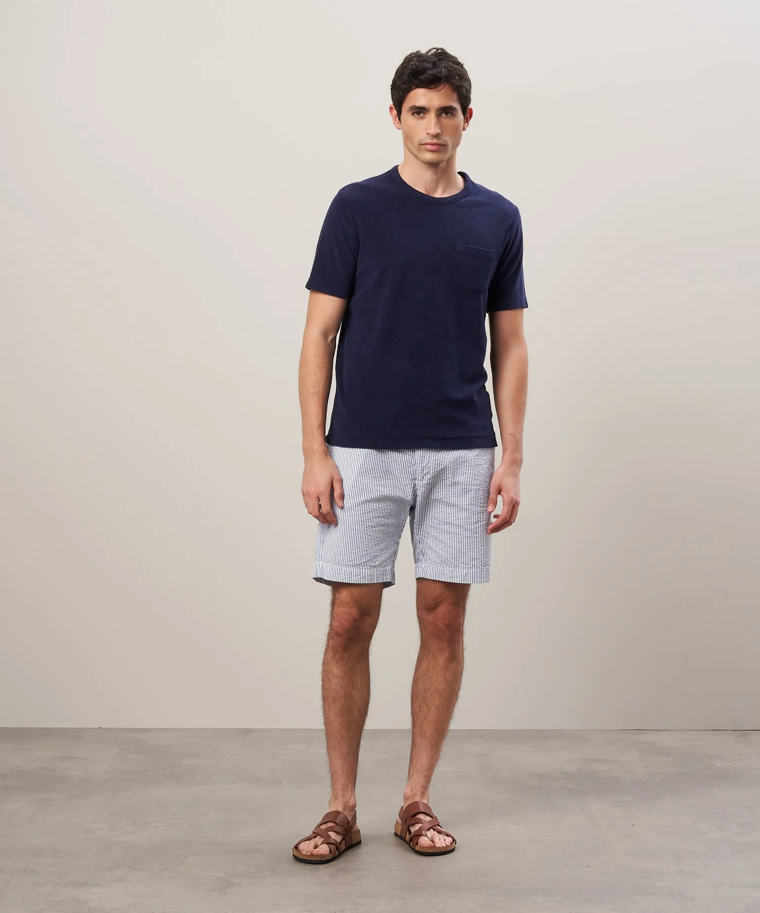 Hartford Knitted Bouclette Pocket T Navy