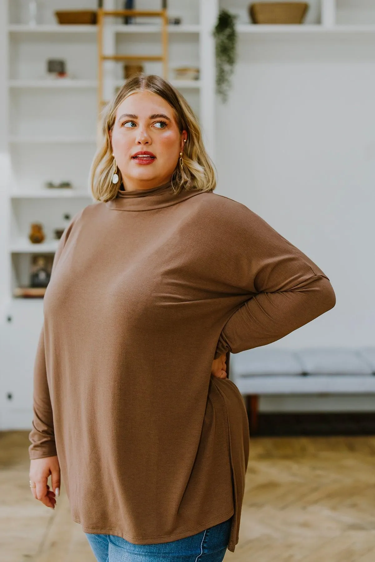 Hazel Blues® | Comfort First Cowl Neck Hi-Low Long Sleeve